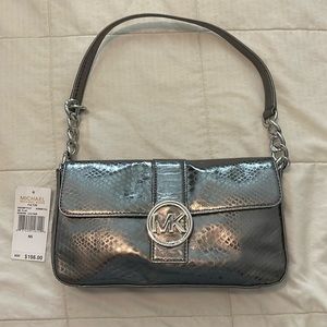 Michael Kors Silver Gunmetal Fulton Shoulder Bag